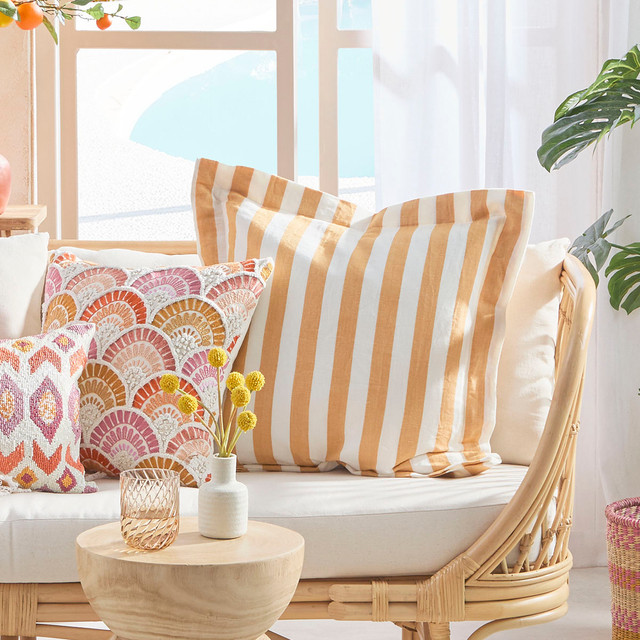 Frankie Mustard Stripe Feather Cushion 1 Frankie Mustard Stripe Feather Cushion