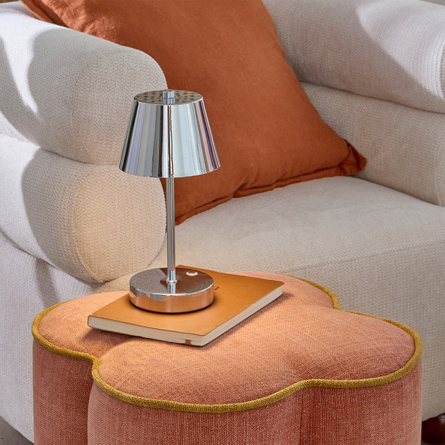 Avignon Silver 23cm Portable LED Table Lamp 1 Avignon Silver 23cm Portable LED Table Lamp