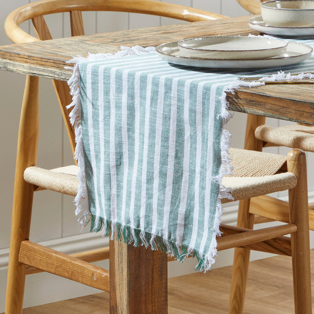 Liv Stripe Cotton Fringed Table Runner 6 Liv Stripe Cotton Fringed Table Runner