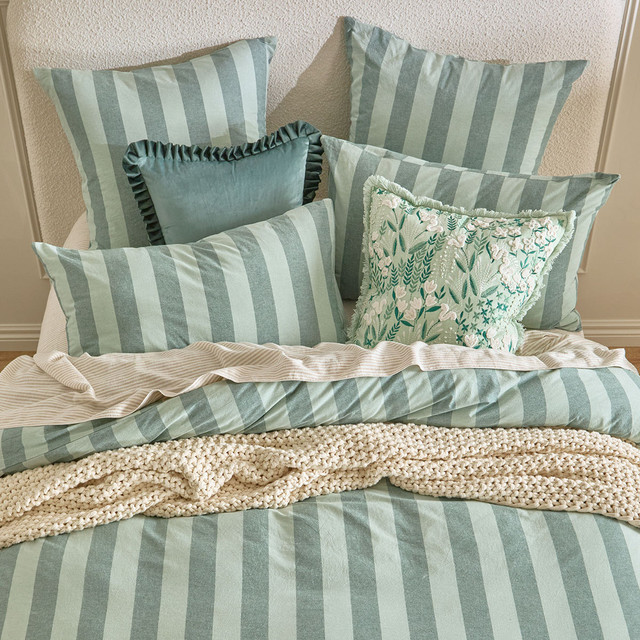 Milah Teal Stripe European Pillowcase 7 Milah Teal Stripe European Pillowcase