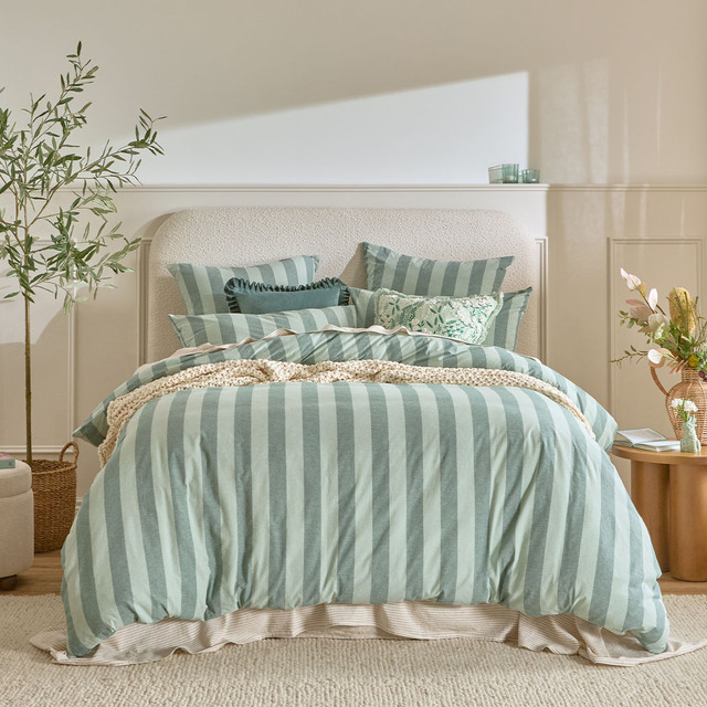 Milah Teal Stripe European Pillowcase 8 Milah Teal Stripe European Pillowcase