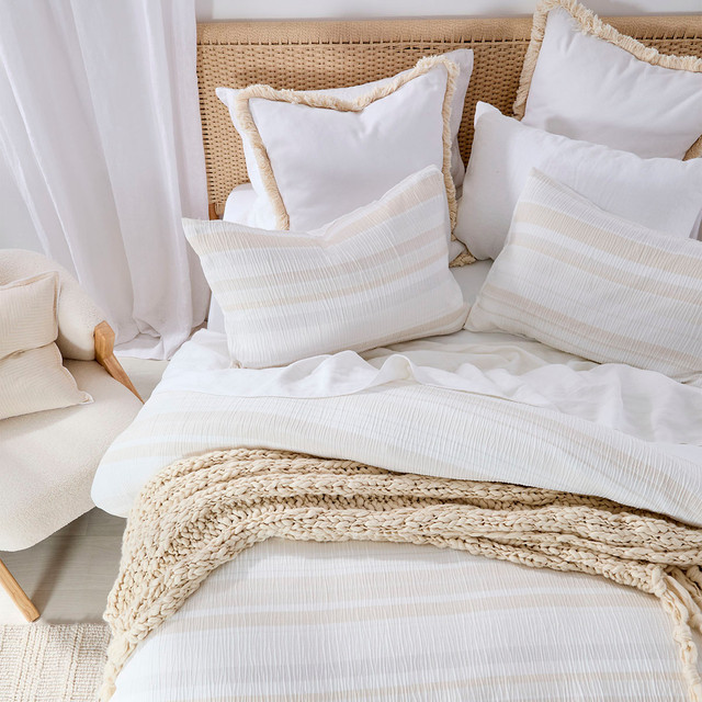 Juniper Stripe Natural Quilt Cover Set 1 Juniper Stripe Natural Quilt Cover Set