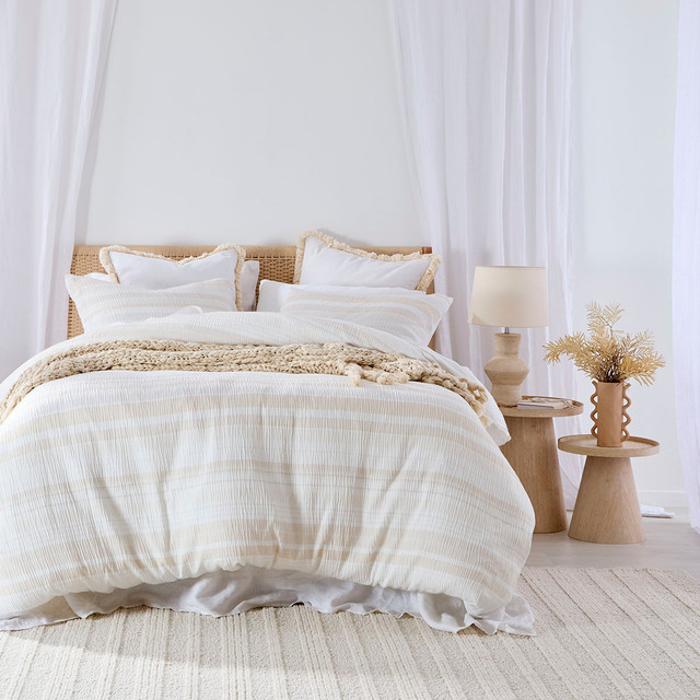 Juniper Stripe Natural Quilt Cover Set 7 Juniper Stripe Natural Quilt Cover Set