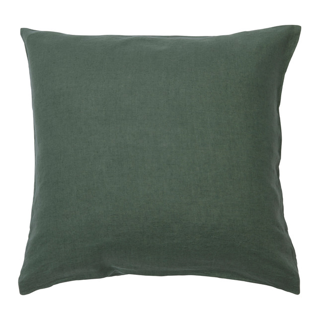 Washed Linen Dark Green European Pillowcase Pair 4 Washed Linen Dark Green European Pillowcase Pair