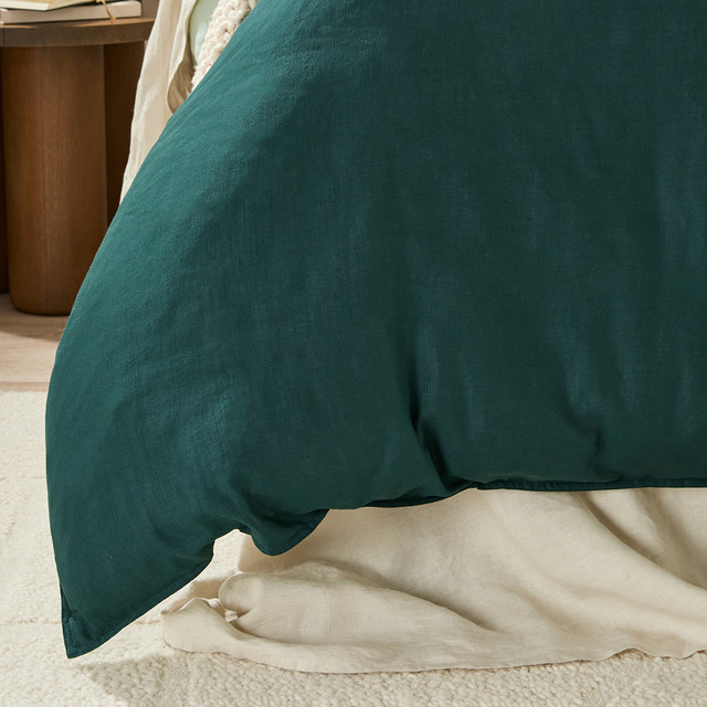 Linen Look Teal Reversible Quilt Cover Set 13 Linen Look Teal Reversible Quilt Cover Set