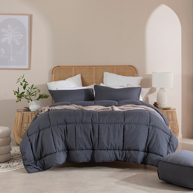 Snoozi Cube Charcoal Microfibre Comforter Set 1 Snoozi Cube Charcoal Microfibre Comforter Set