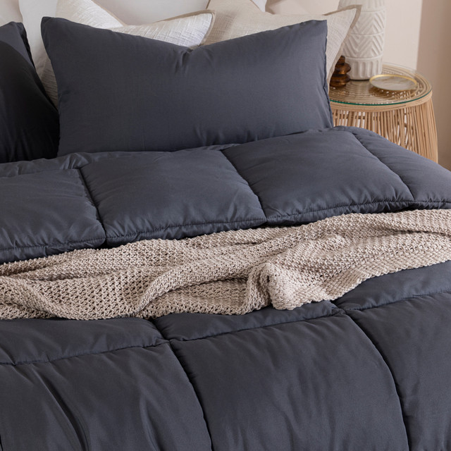 Snoozi Cube Charcoal Microfibre Comforter Set 6 Snoozi Cube Charcoal Microfibre Comforter Set