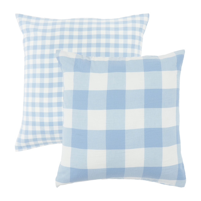 Della Blue Check European Pillowcase 6 Della Blue Check European Pillowcase