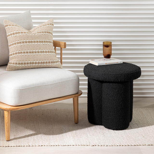 Ollie Black Boucle Ottoman 1 Ollie Black Boucle Ottoman