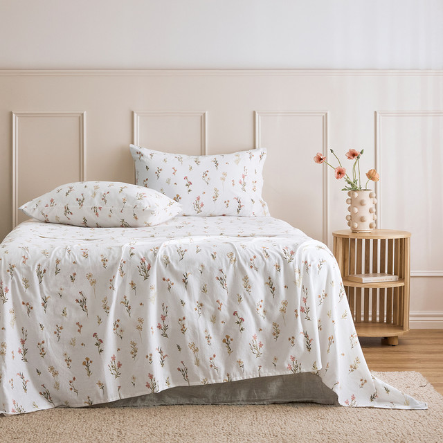 Floral Stems Cotton Flannelette Sheet Set 1 Floral Stems Cotton Flannelette Sheet Set
