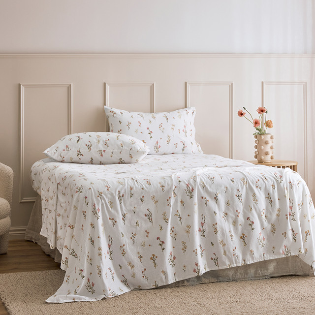 Floral Stems Cotton Flannelette Sheet Set 9 Floral Stems Cotton Flannelette Sheet Set