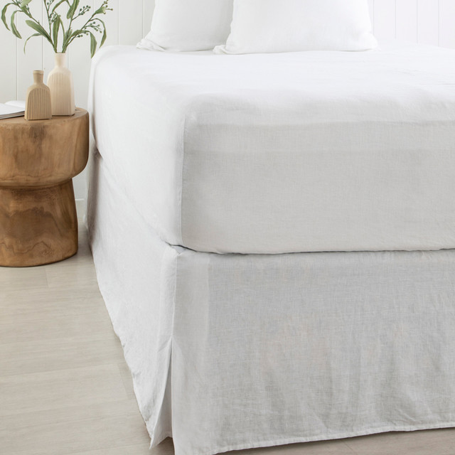 Washed Linen White Super King Bed Valance
