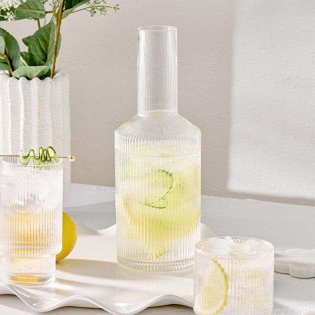 Mila Ribbed Crystal Glass Carafe 7 Mila Ribbed Crystal Glass Carafe