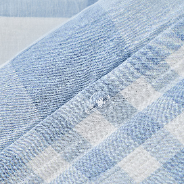 Della Blue Check Quilt Cover Set 10 Della Blue Check Quilt Cover Set