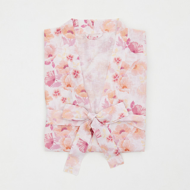 Mandie Flower Floral Linen Cotton Kimono 1 Mandie Flower Floral Linen Cotton Kimono