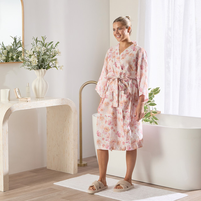 Mandie Flower Floral Linen Cotton Kimono 7 Mandie Flower Floral Linen Cotton Kimono