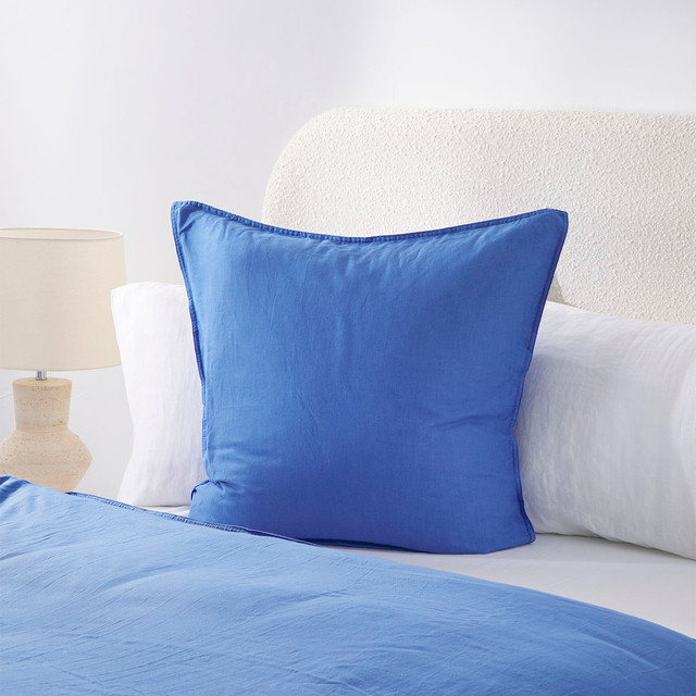 Washed Linen Look Blue European Pillowcase