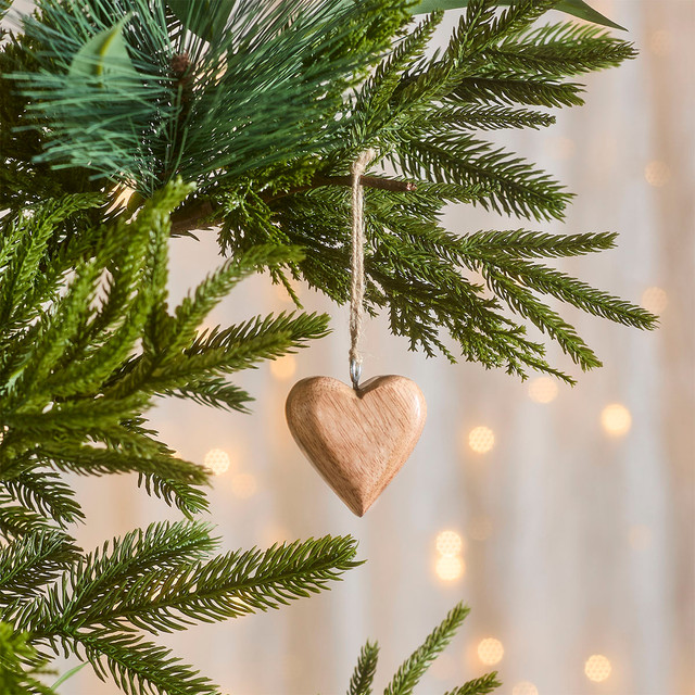 Wooden Heart Christmas Hanging Decoration