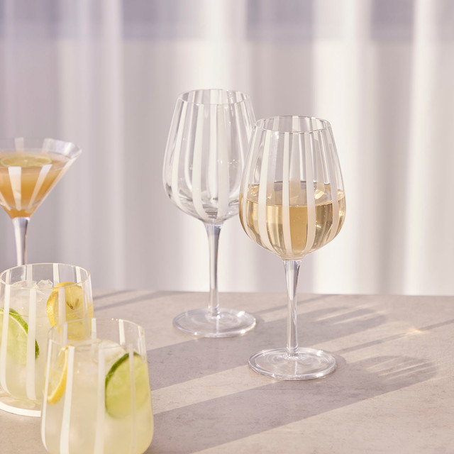 Atlas White Stripe Wine Glasses Set of 2
