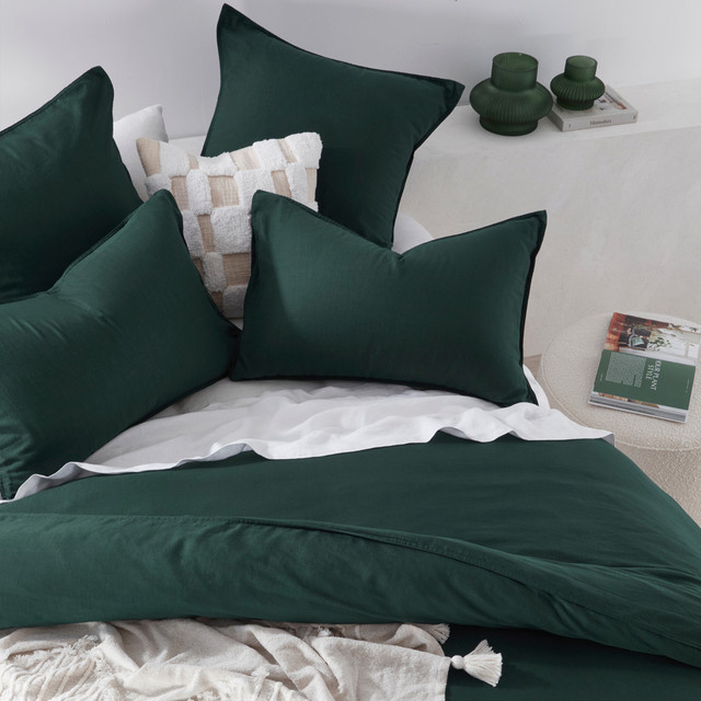 Washed Linen Look Dark Teal Quilt Cover Set 1 Washed Linen Look Dark Teal Quilt Cover Set