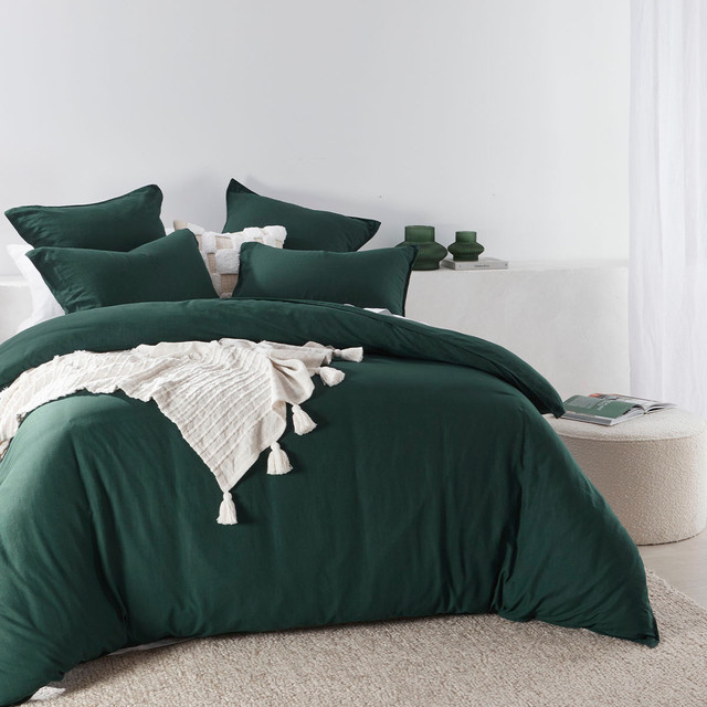 Washed Linen Look Dark Teal Quilt Cover Set 11 Washed Linen Look Dark Teal Quilt Cover Set