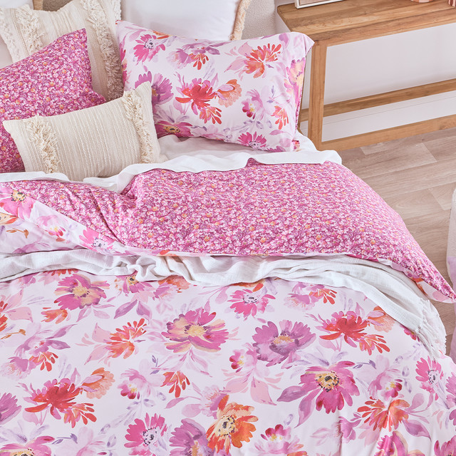 Dahlia Reversible Floral Quilt Cover Set 1 Dahlia Reversible Floral Quilt Cover Set