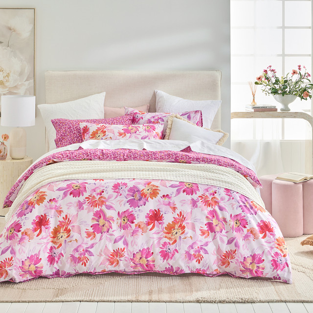 Dahlia Reversible Floral Quilt Cover Set 7 Dahlia Reversible Floral Quilt Cover Set