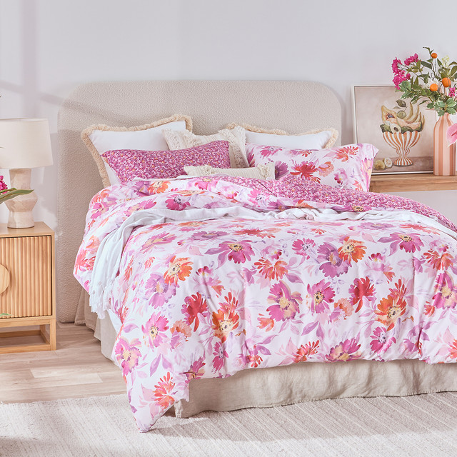 Dahlia Reversible Floral Quilt Cover Set 10 Dahlia Reversible Floral Quilt Cover Set