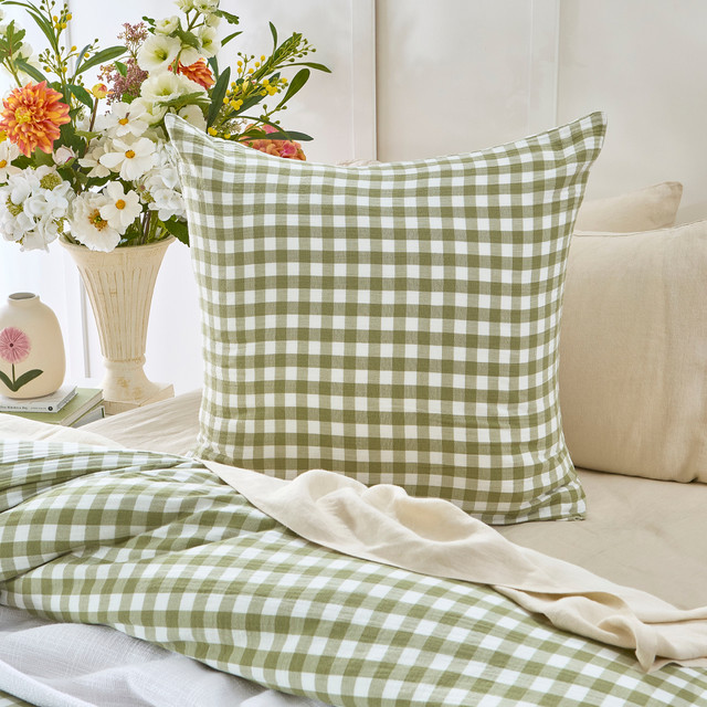 Maisie Check Sage Green European Pillowcase 1 Maisie Check Sage Green European Pillowcase
