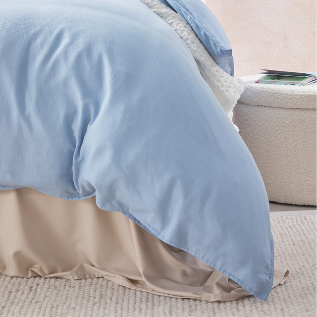 Washed Linen Look Light Blue Quilt Cover Set 8 Washed Linen Look Light Blue Quilt Cover Set